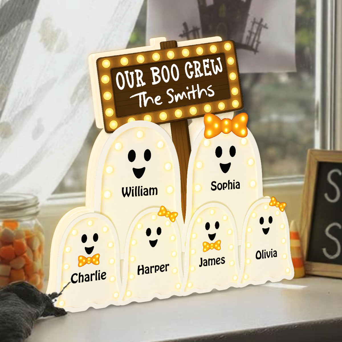 Halloween Boo Family Marquee Pattern Texture Personalized Light Box, Halloween Home Decoration