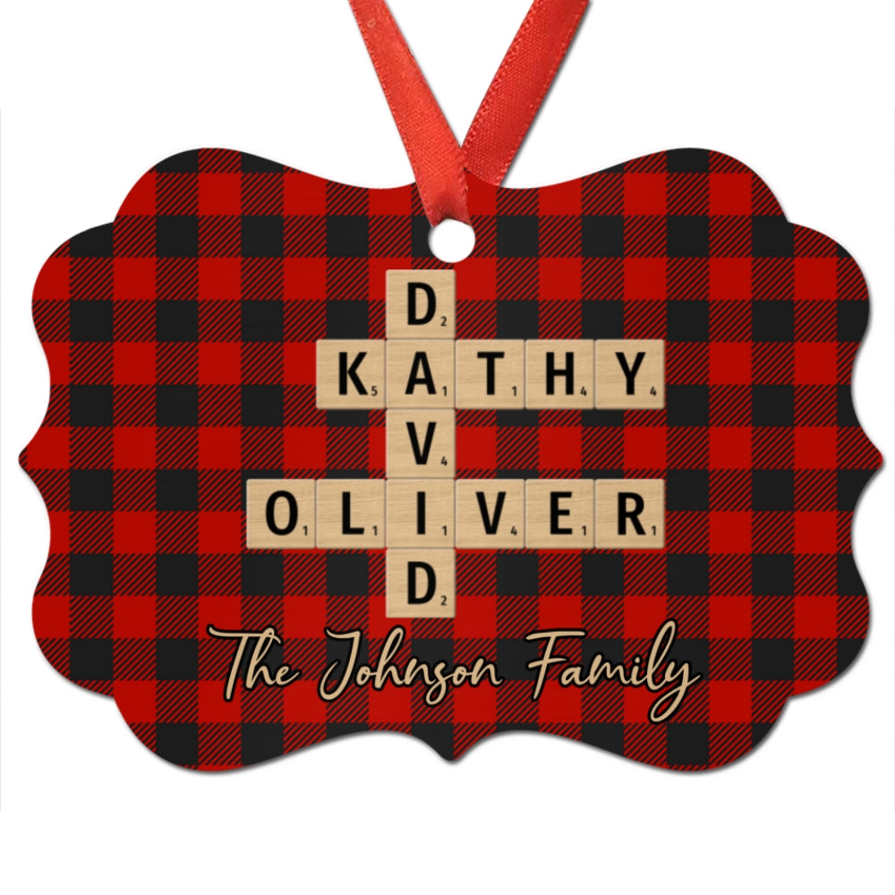 Family Crossword Art - Created In A Moment, Treasured Forever Personalized Aluminum Ornament