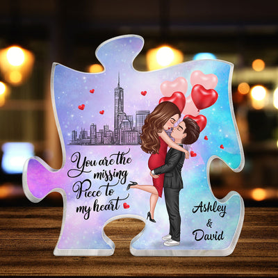 Couple Missing Piece Galaxy Background Personalized Acrylic Puzzle Plaque