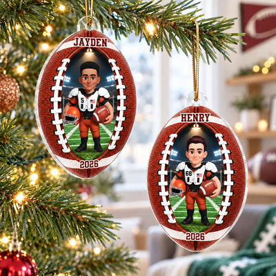 Football Boy Girl Design - Personalized Acrylic Ornament - Christmas Gift For Daughter, Son, Grandkids