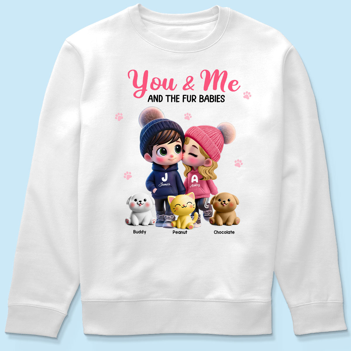 You Me And The Dog Cat Cute Cartoon Couple Walking Personalized Shirt, Just Because, Anniversary,  Gift for her, gift for him