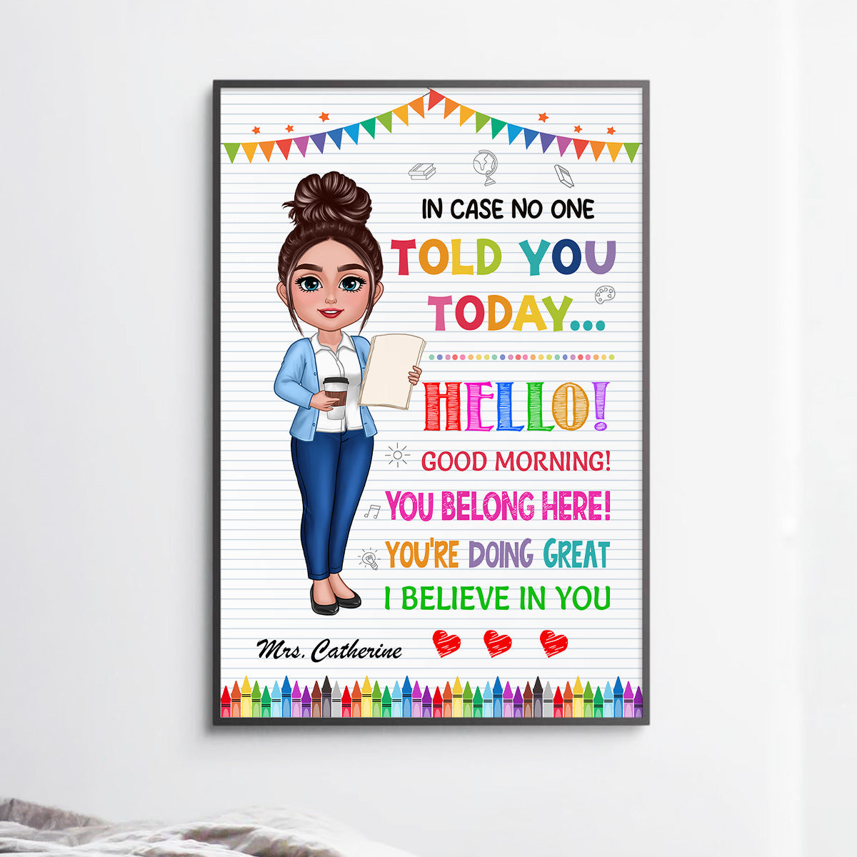 In Case No One Told You Today Hello Good Morning I Believe In You Personalized Poster, Classroom Decor For Teacher
