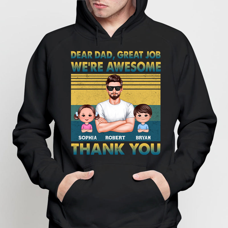 Dear Dad Great Job Green Yellow Retro Personalized Shirt
