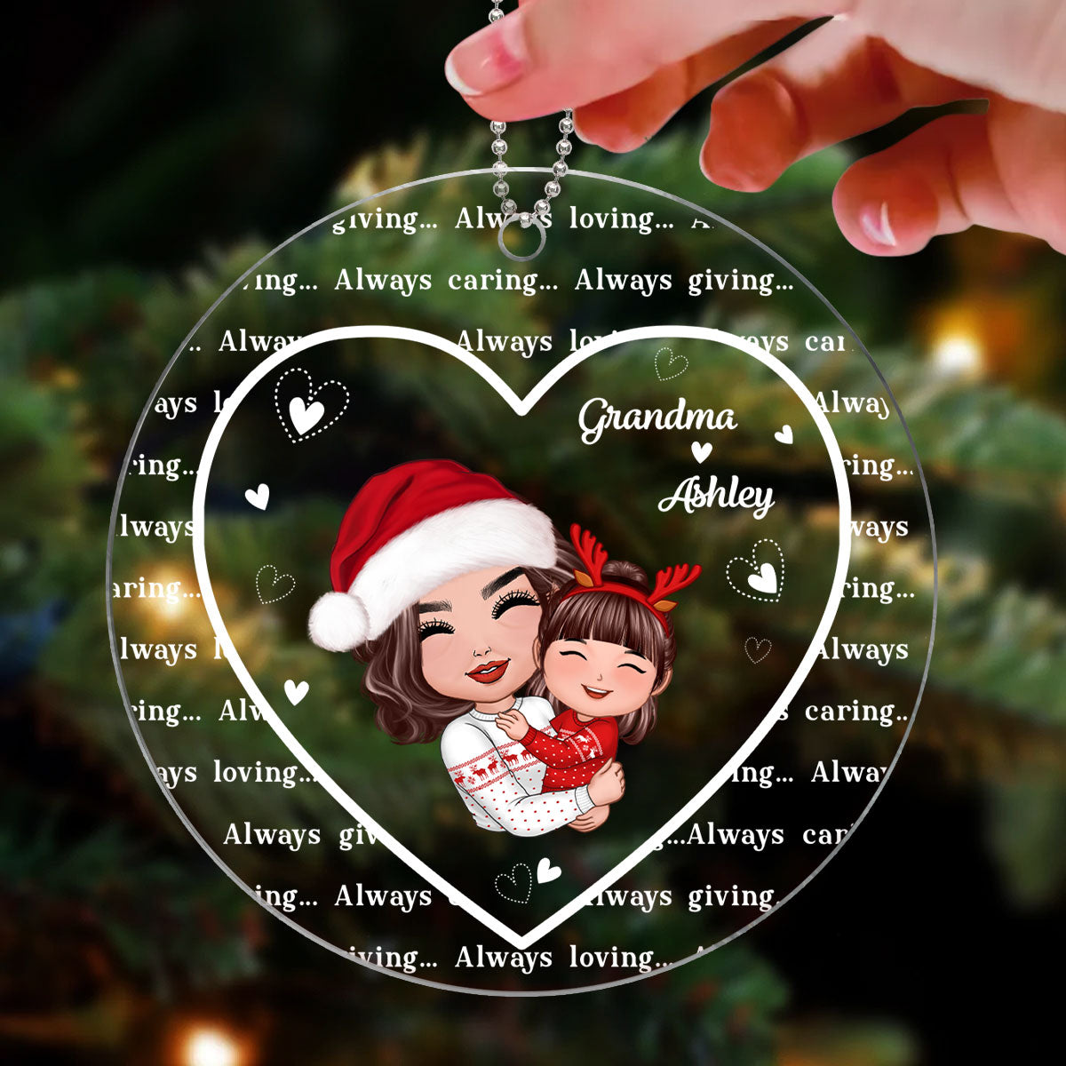 Always Caring Always Giving Grandma Always Loving Personalized Acrylic Ornament