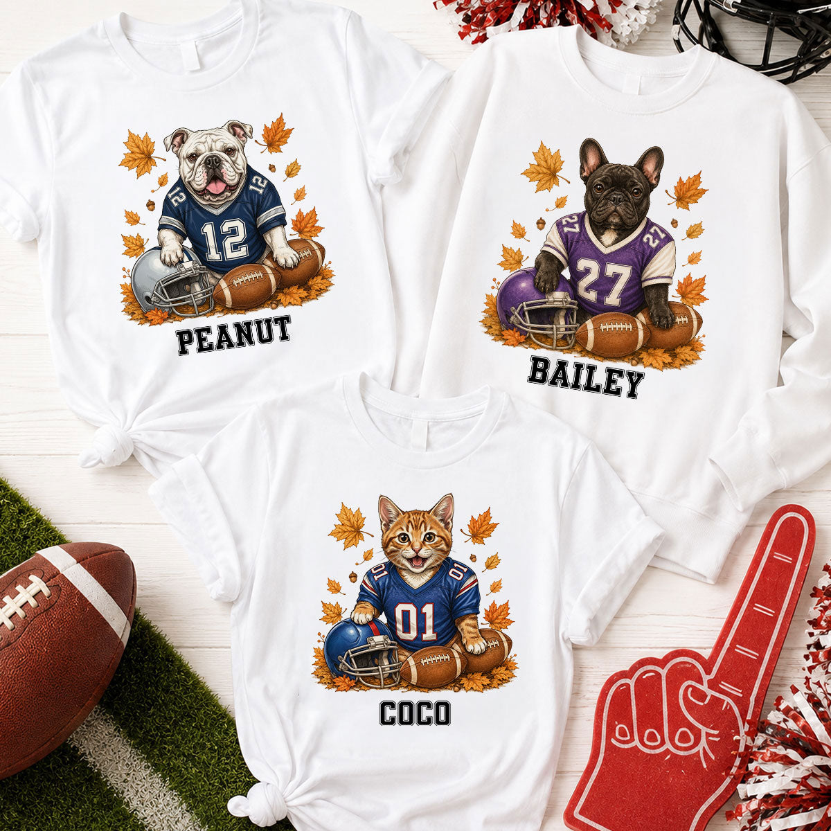 Trending Football Dog Cat Upload Photo - Personalized Shirt - Fall Season Gift For Man, Woman