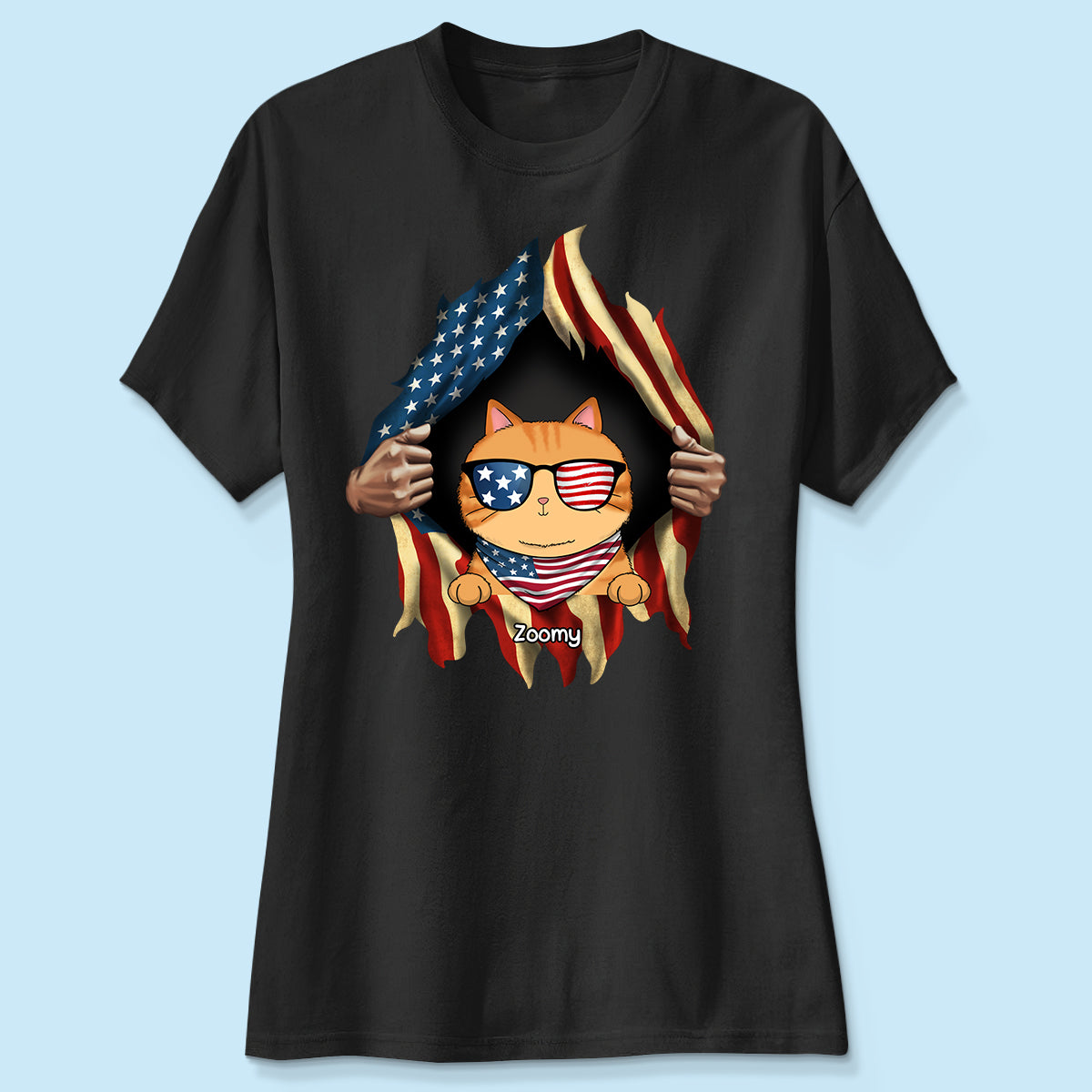 Cat Lovers Hands Ripping Nation Flag Personalized Shirt