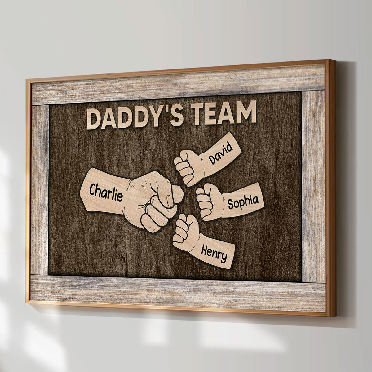 Dad Grandpa Fist Bump Rustic Vintage Personalized Poster| Coolest Father's Day Gift For Dad, Grandpa