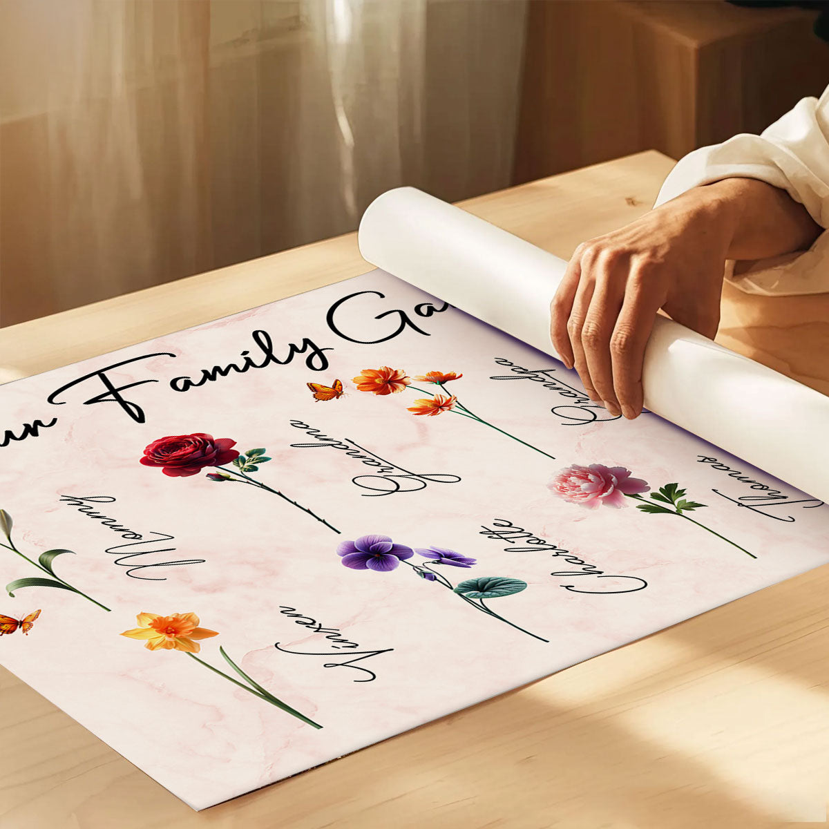3D Effect Birth Month Flowers Our Family Garden Personalized Poster, Gift For Mom, Grandma