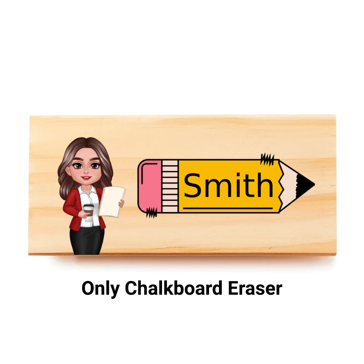 Teacher Sitting Personalized Teacher Whiteboard Eraser, Custom Teacher Appreciation Gifts, Chalkboard Eraser with Marker, Preschool Teacher Name gifts