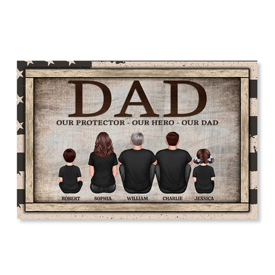 Dad Our Protector Our Hero Our Dad Personalized Horizontal Poster