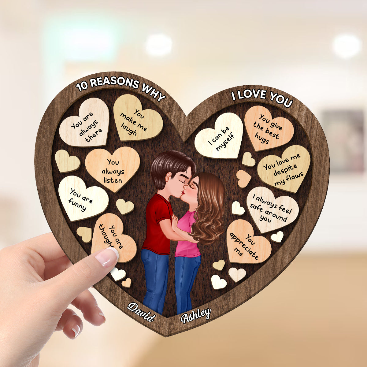 Doll Couple Kissing In Heart Reasons Why I Love You,  Gift For Him, For Her