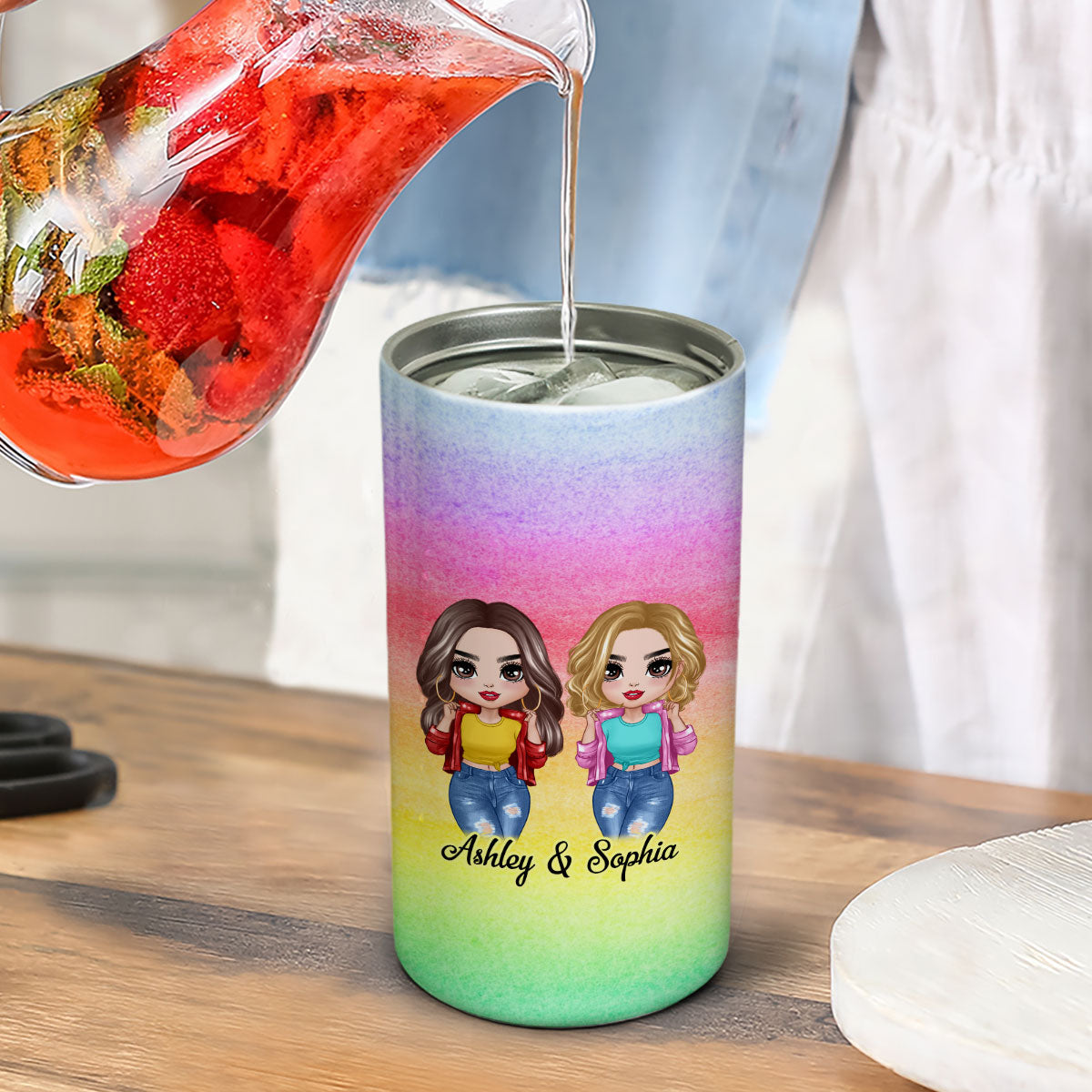 Cool Besties Colorful Personalized 4 In 1 Can Cooler