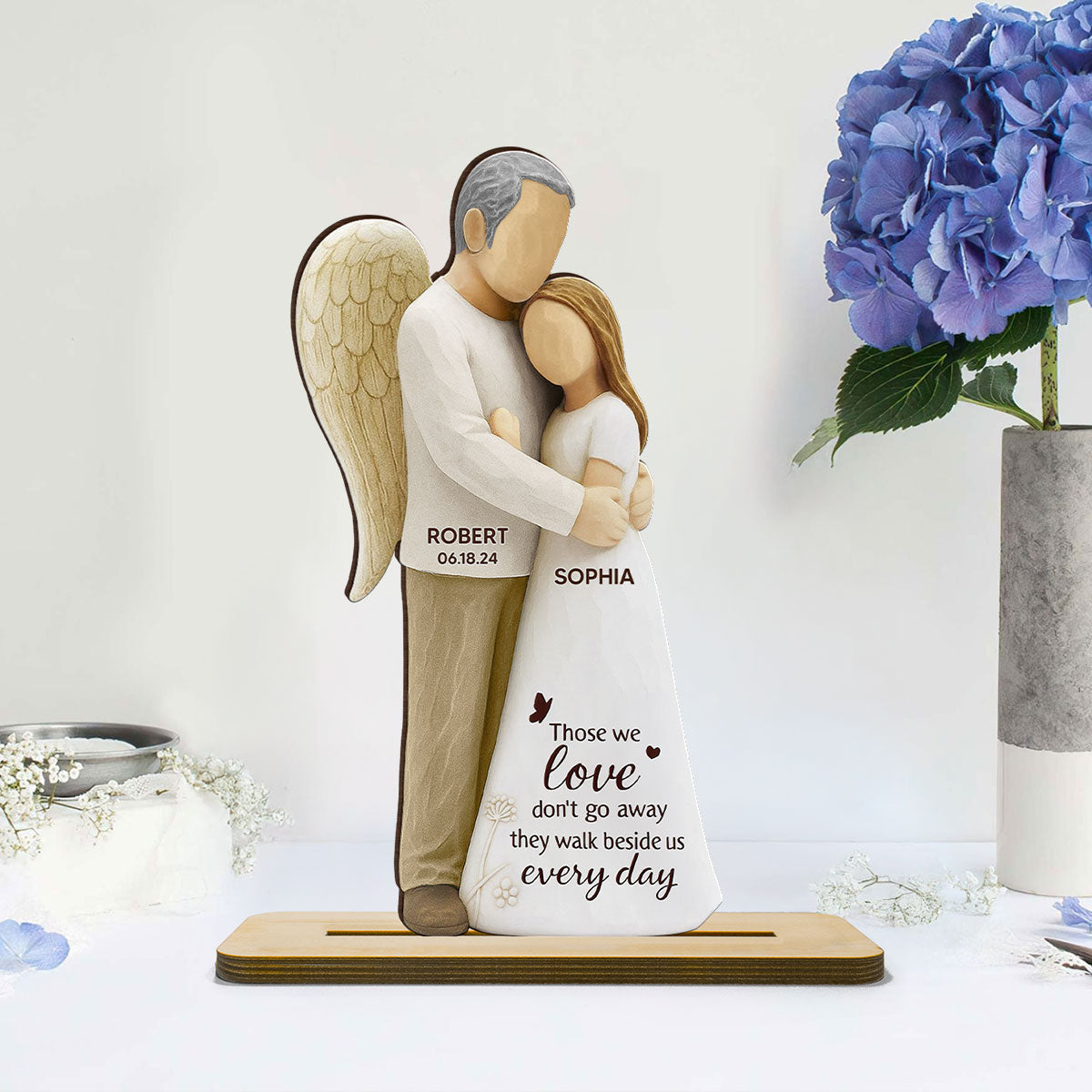 Those We Love Don't Go Away Mom Dad 3D Effect Personalized Standing Wooden Plaque, Sympathy gift, Memorial keepsake