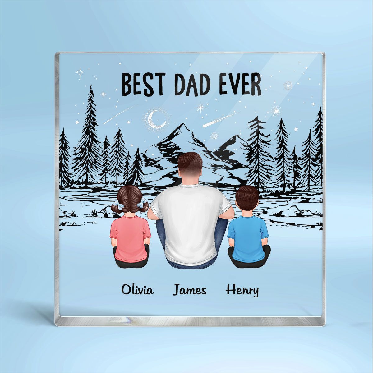 Best Dad Ever Mountain Forest Personalized Acrylic Block Plaque