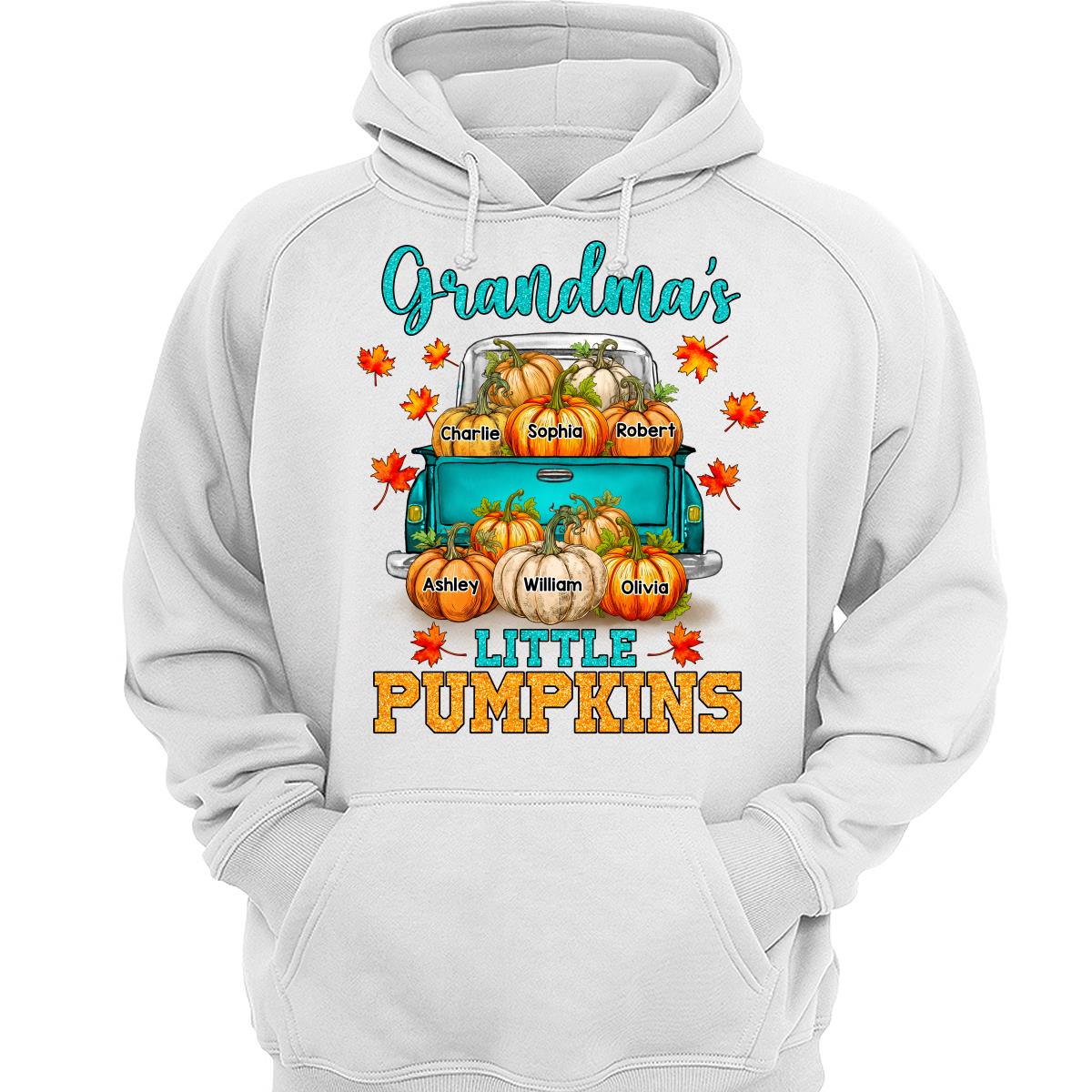 Fall Season Teal Pumpkin Truck Grandma Little Pumpkins Personalized Shirt