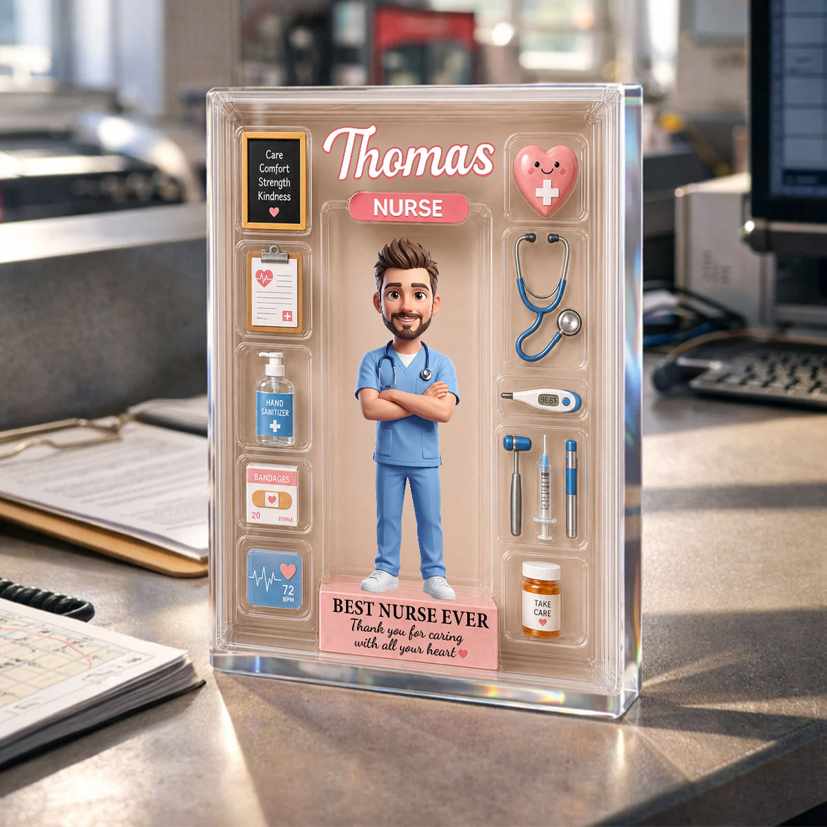 Best Nurse Ever Desk Decor - Personalized Acrylic Block Plaque - Nurse Appreciation Gift, Medical Graduation Gift