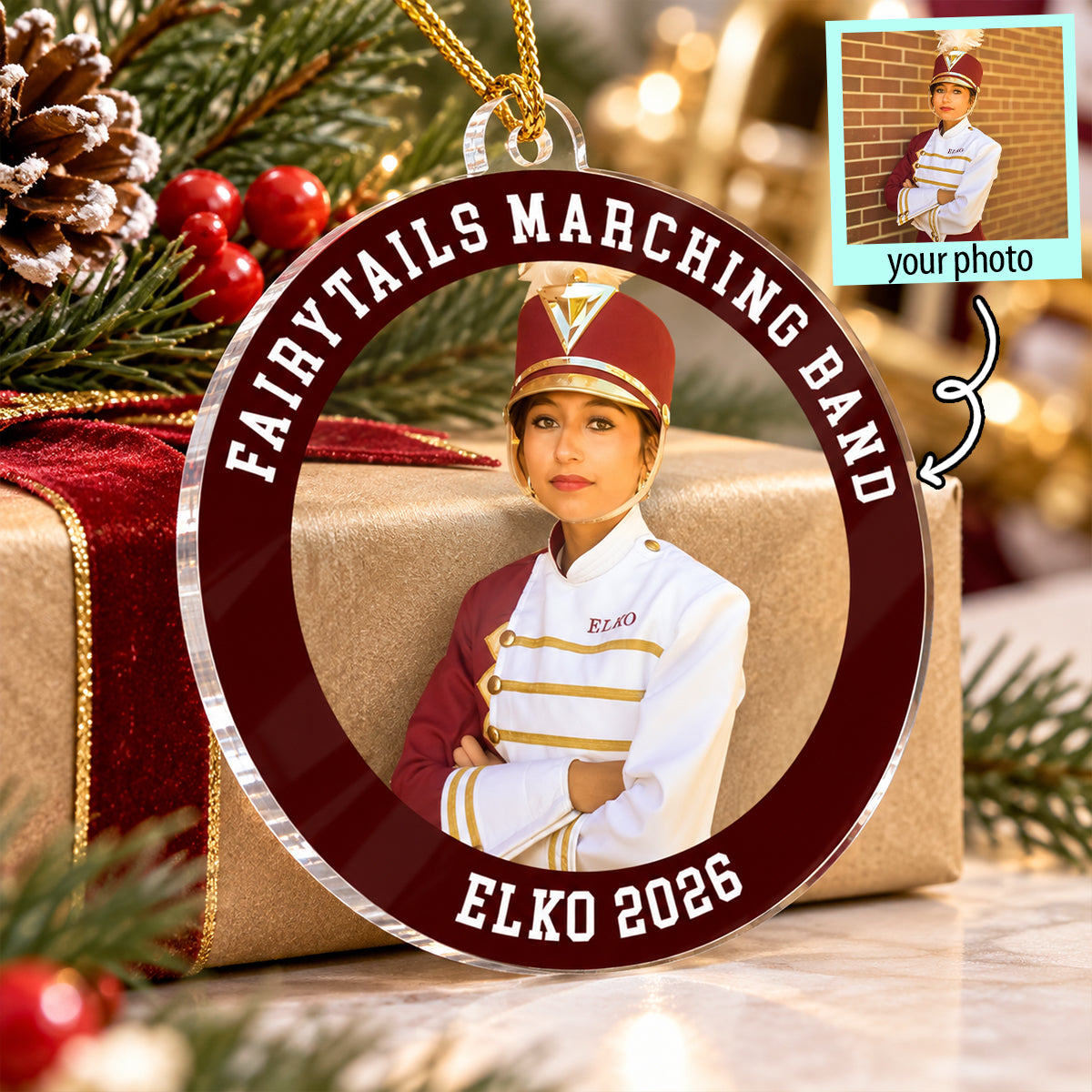 Custom Photo Marching Band - Personalized Acrylic Ornament - Marching Band Keepsake, Christmas Gift for Daughter, Son, Grandkids