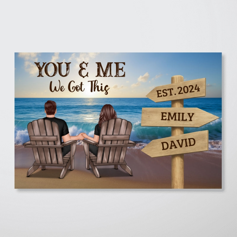 Seaside Signs of Us Personalized Poster, Anniversary Gift for Couples, for Him, for Her