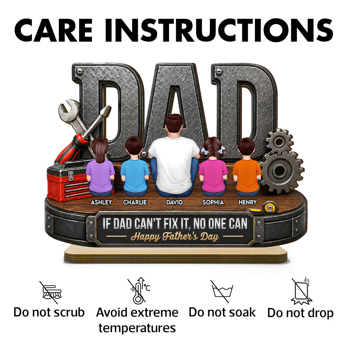 If Dad Can't Fix It No One Can - Personalized 2-Layered Wooden Plaque - Father's Day Gift For Dad, Husband, DIY Dad, Handyman