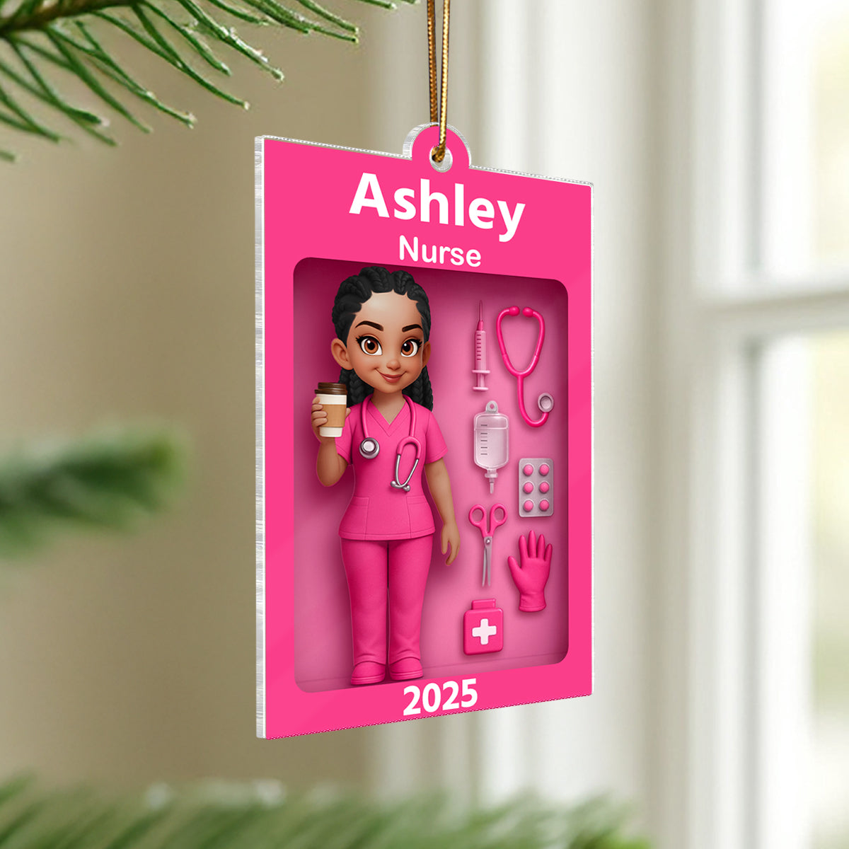 Personalized Nurse In Toy Box 3D Acrylic Ornament, Special Christmas Gift For Nurse, For Co-workers