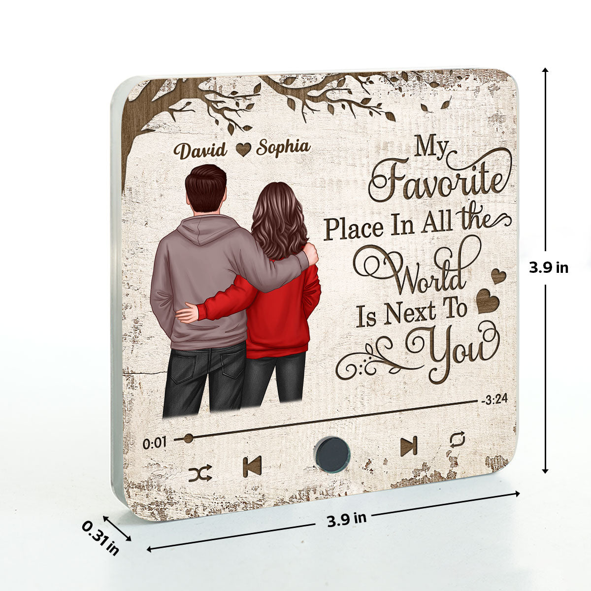 Favorite Place In The World Couple Standing Back View Personalized Bluetooth Music Fridge Magnet, Gift For Him, For Her, For Valentine's Day