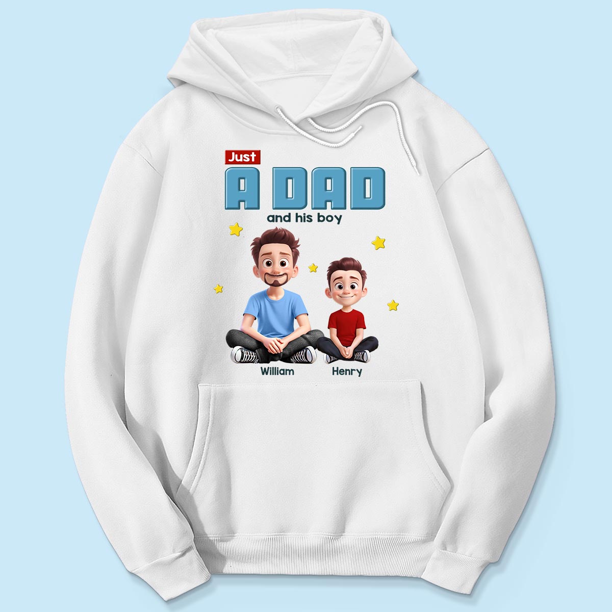 Just A Dad And His Kids Cartoon Funny Style Personalized Shirt, Gift For Dad