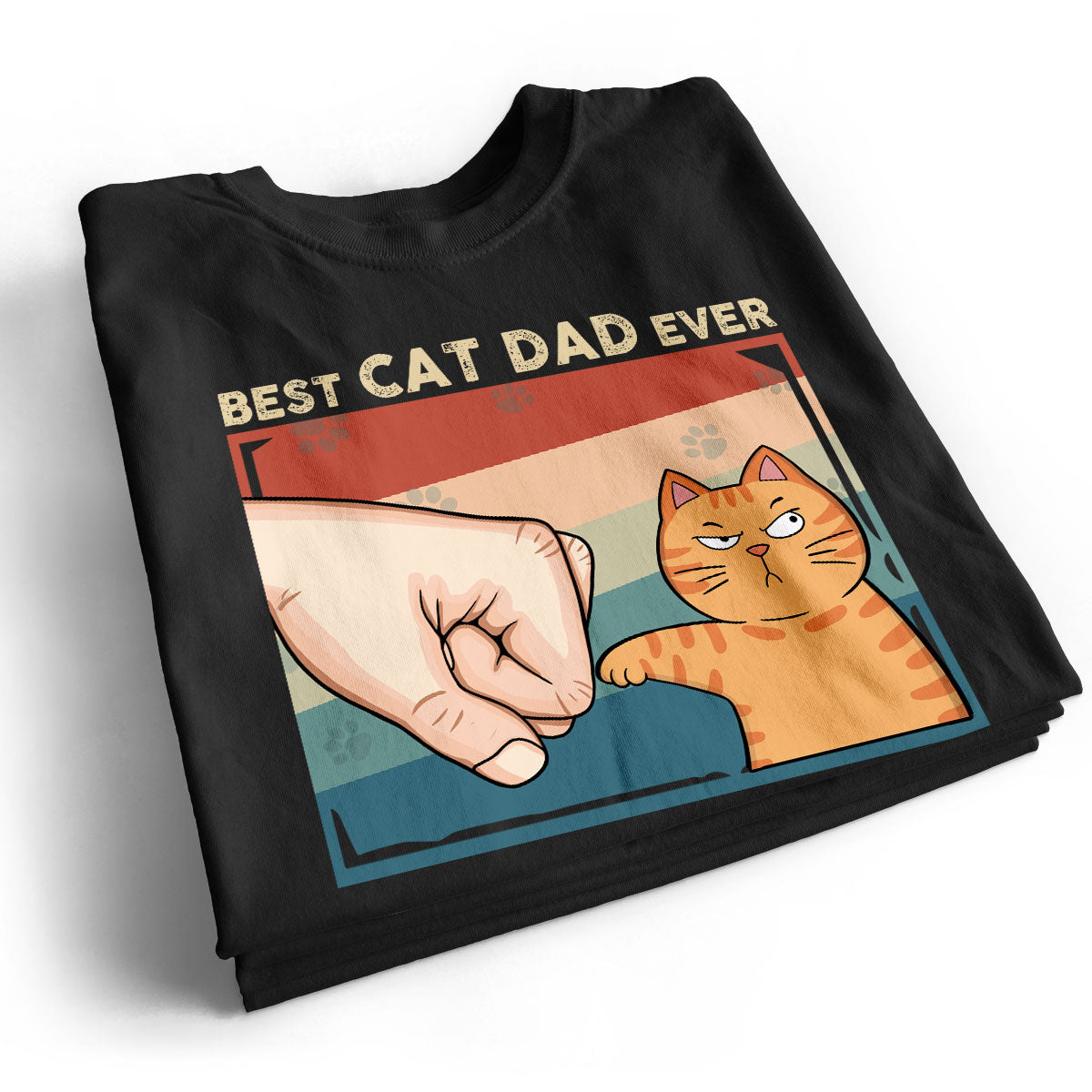 Retro Best Cat Dad Ever Fist Bump Funny Cute Cats Personalized Shirt