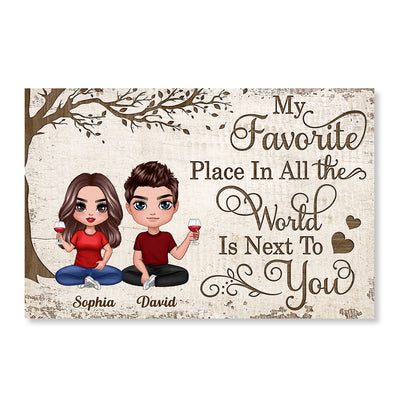 My Favorite Place In All The World Doll Couple Sitting Personalized Poster, Valentine‘s Day Gift For Him, For Her