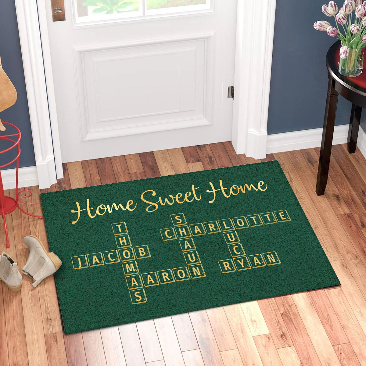 Home Sweet Home Crossword Puzzle Art Personalized Doormat