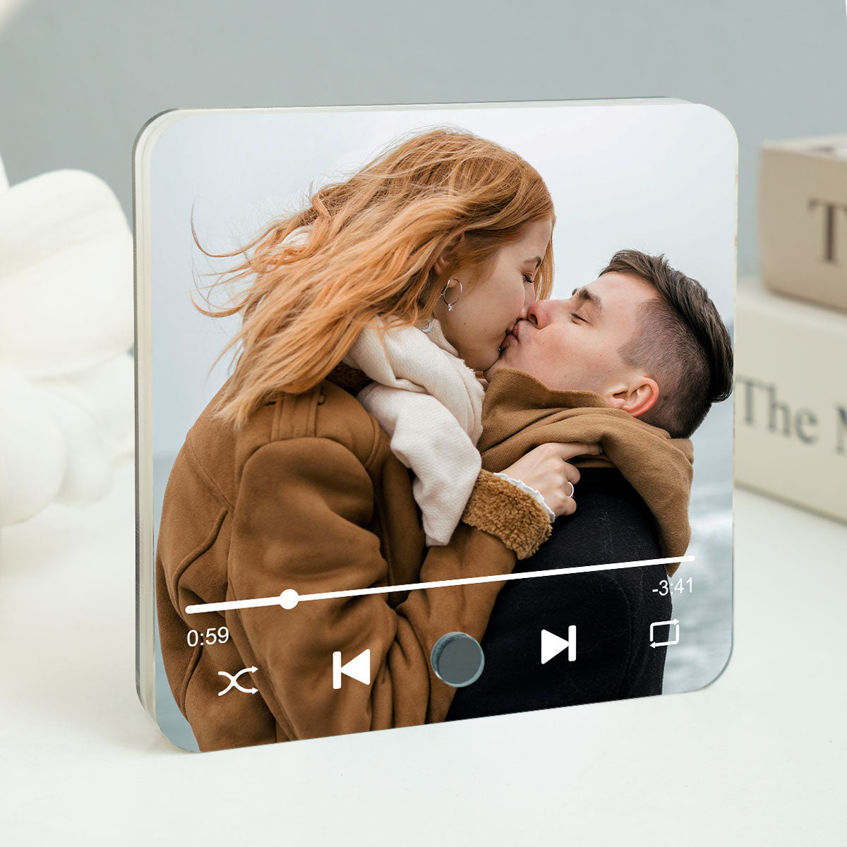 Couple Custom Photo Personalized Bluetooth Music Fridge Magnet,  Gift For Couple