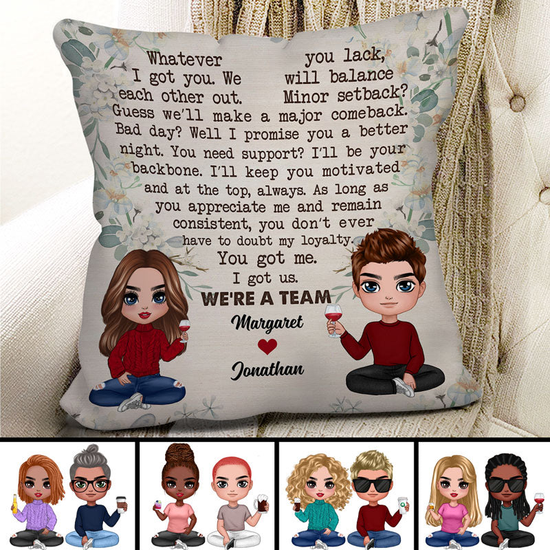 We‘re A Team Doll Couple Personalized Pillow (Insert Included)