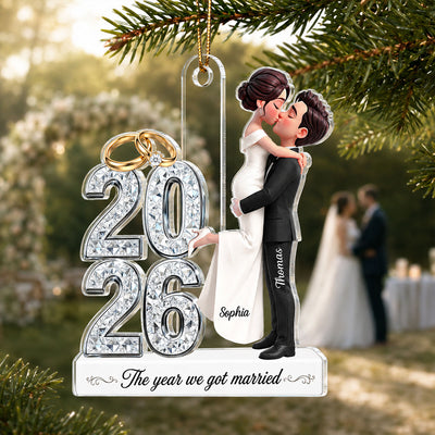 The Year We Got Married 2D Flat - Personalized Acrylic Ornament - Christmas Keepsake