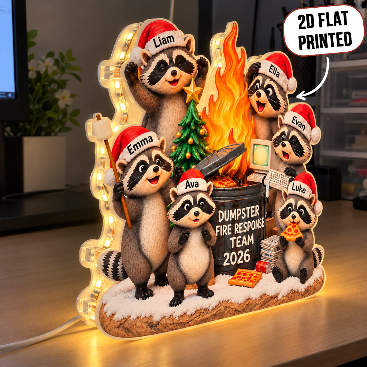 Dumpster Fire Response Team - Personalized Light Box - Funny Christmas Gift for Coworkers, Office Decor, Office Chaos