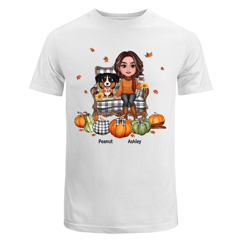 Fall Season Dog Mom On Chair Watercolor Cute Dogs Personalized Shirt