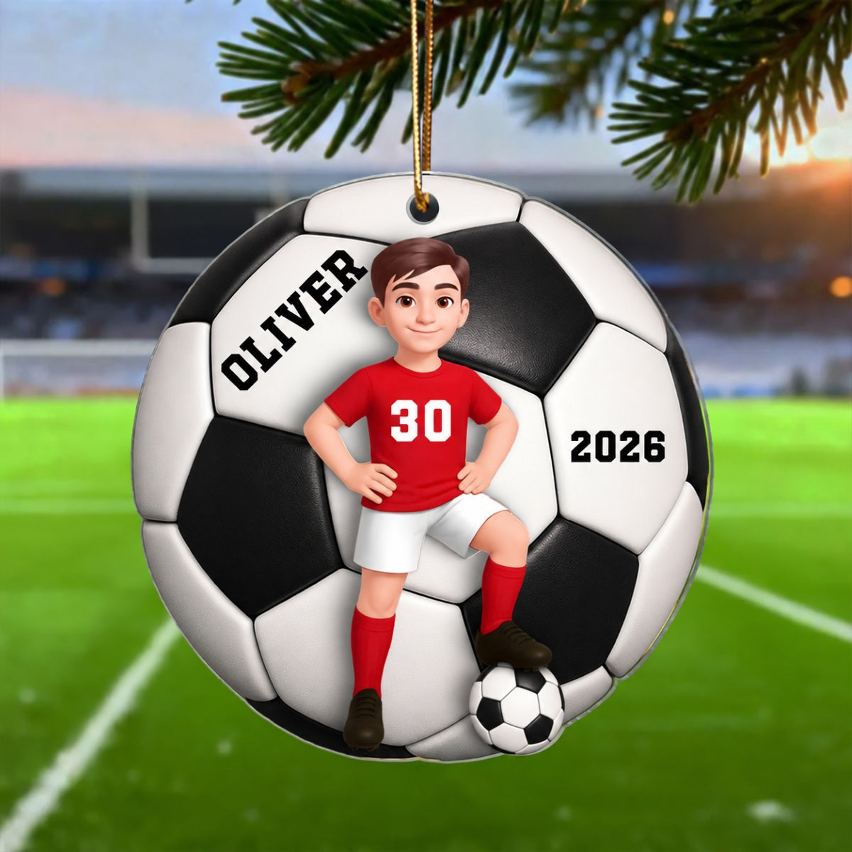 Soccer Girl Boy 3D Effect - Personalized Acrylic Ornament