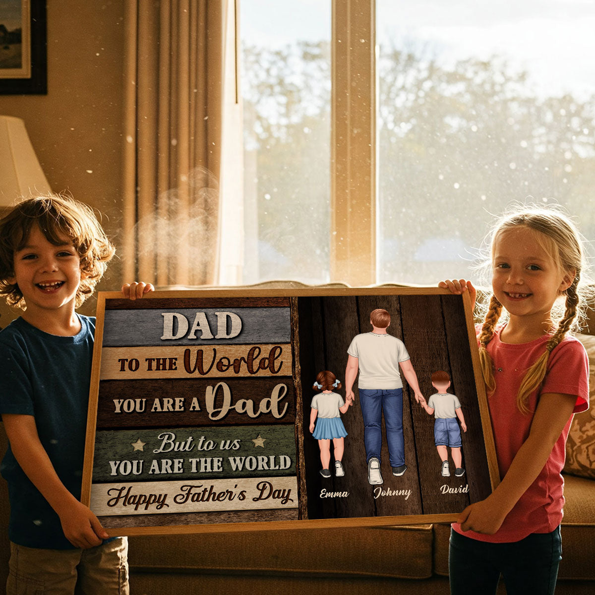 Colored Wood Pallets Dad You Are The World Personalized Poster| Heartfelt Father's Day Gift For Dad, Husband