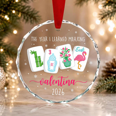 The Year I Learned Mahjong - Personalized Glass Ornament - Funny Mahjong Group Gift, Christmas Gift For Mahjong Club 2026