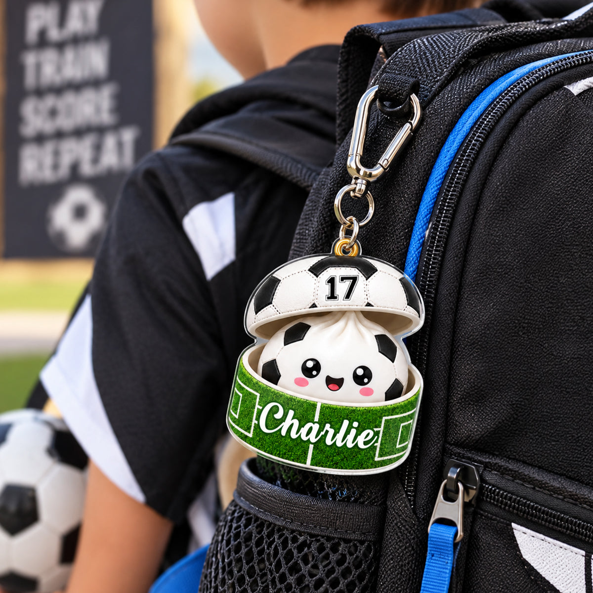 Custom Soccer Dumpling Squishy Style - Personalized Acrylic Ornament - Christmas Gift for Daughter, Son, Grandkids