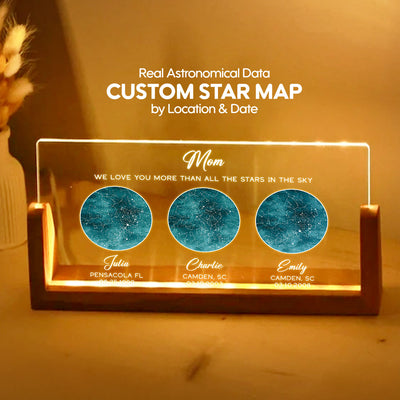 Starry Night The Day You Became Our Mom Grandma Custom Birthday Star Map Personalized U-Base Acrylic LED Night Light, Gift
