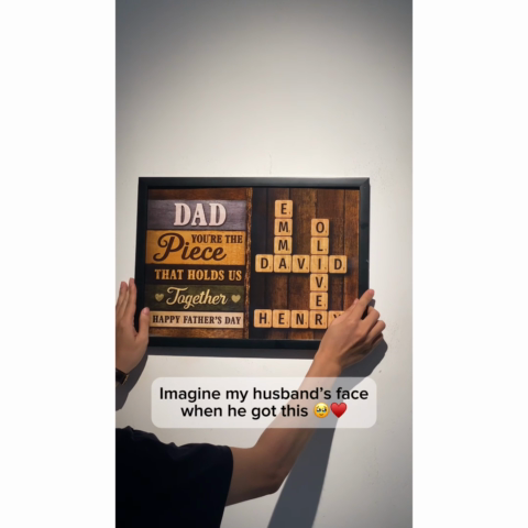 Colored Wood Pallet Dad You Are The Piece That Holds Us Together Crossword Puzzle Art Personalized Poster