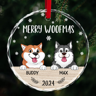 Merry Woofmas Christmas Decor For Dog Lover Personalized Glass Ornament