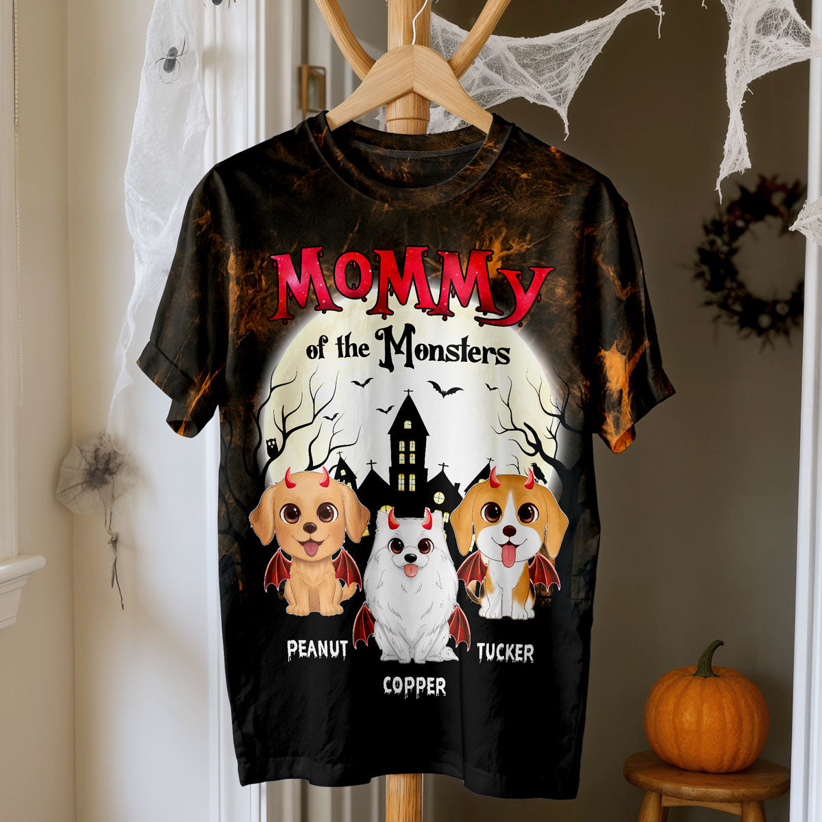 Halloween Mommy Daddy Of The Monsters Dogs Personalized Shirt, Spooky Halloween Costume For Dog Lovers, Dog Mom, Dog Dad