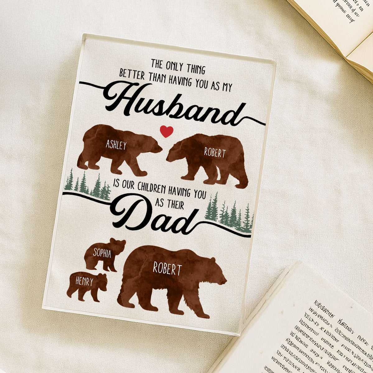 Bear Family Personalized Acrylic Block, Father's Day gift for Husband