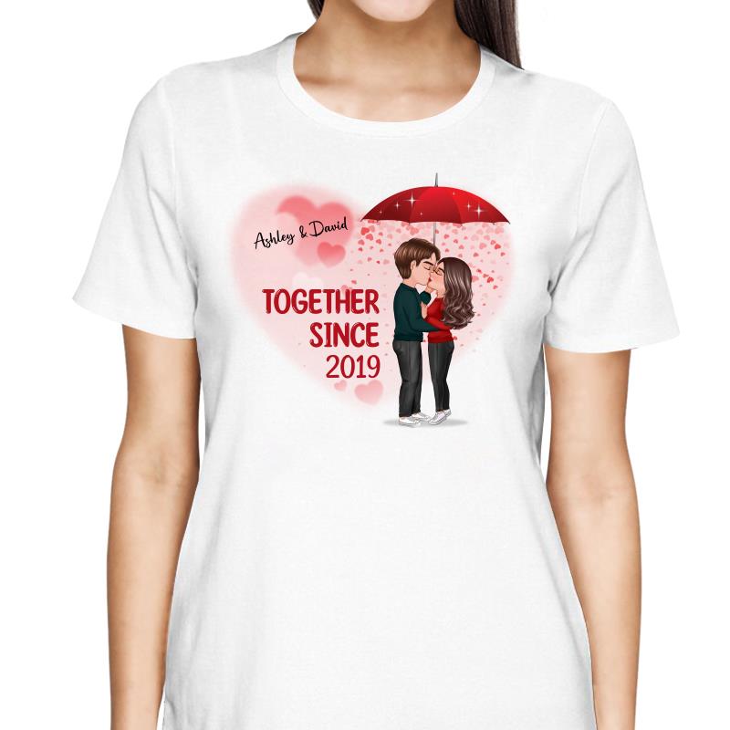 Couple Kissing Under Umbrella Valentine‘s Day Gift Personalized Shirt