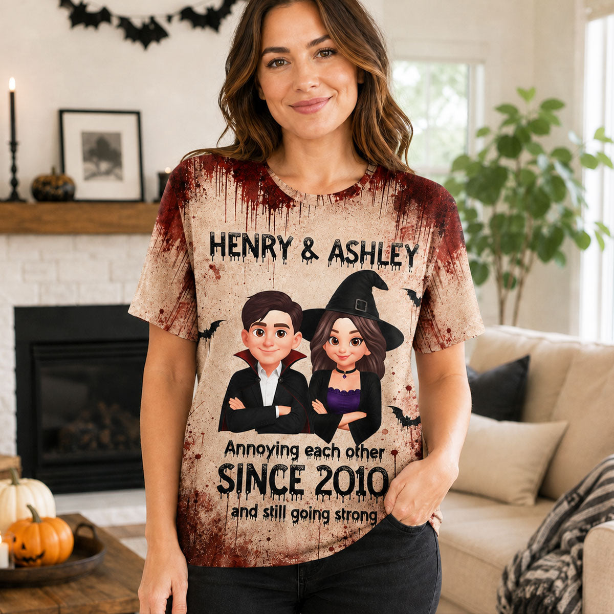 Couple Annoying Each Other - Personalized Shirt - Halloween Matching Shirts for Couple, Anniversary Gift for Him, for Her
