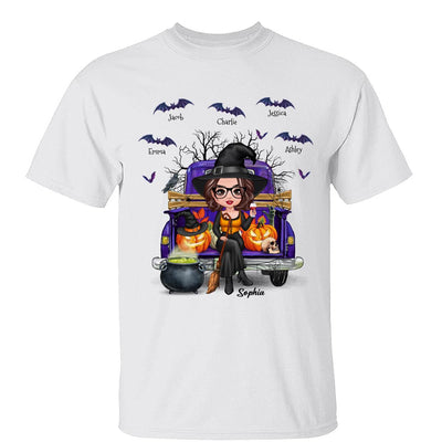 Grandma Mom Halloween On Purple Truck Personalized Shirt