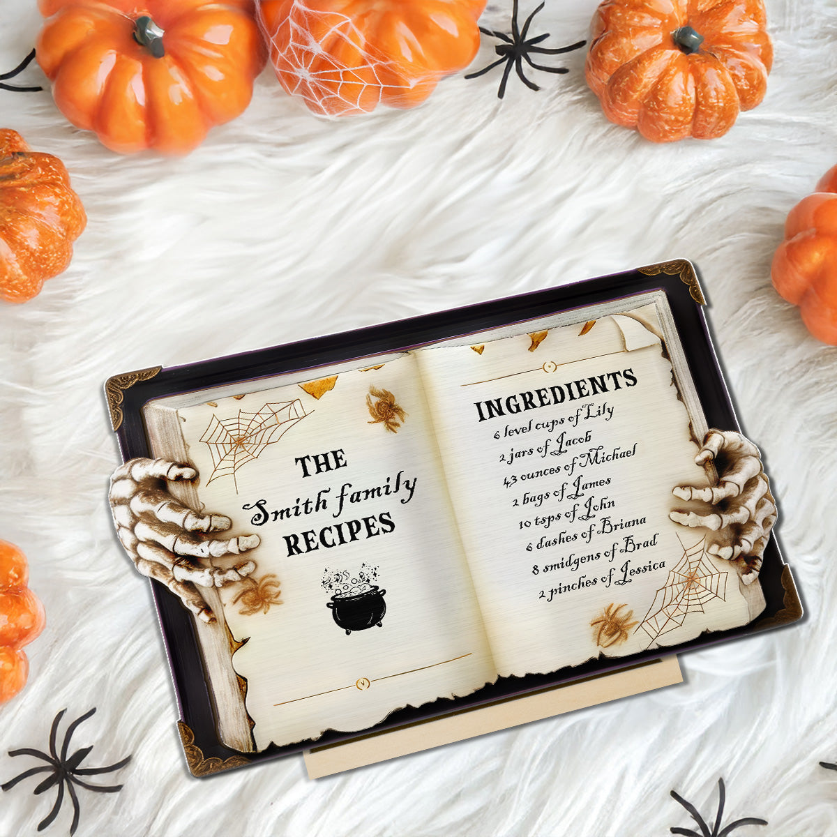 Family Spooktacular Spell Book Recipe Personalized 2-Layer Standing Wooden Plaque
