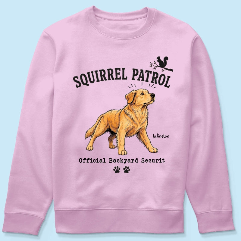 Squirrel Patrol Official Backyard Security Custom Dog Photo - Personalized Shirt - Funny Gift For Dog Lover