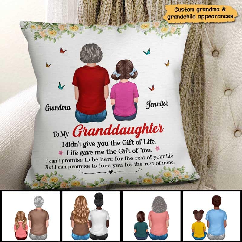 Grandma To My Granddaughter Grandson Gift Of Life Personalized Pillow