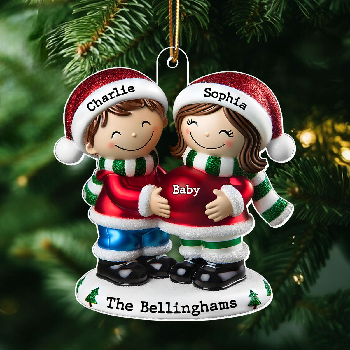 2024 Pregnancy Ornament, Personalized We're Expecting Parents, Pregnant Christmas Ornament, Mom and Dad to Be Gift